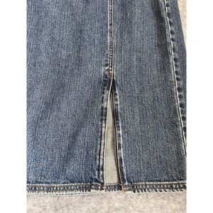 Vintage 90s Y2K Calvin Klein Skirt 12 Denim  Slit Zipper Boho‎ Western Jean Blue